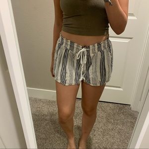 Roxy Blue and White Linen Blend Shorts